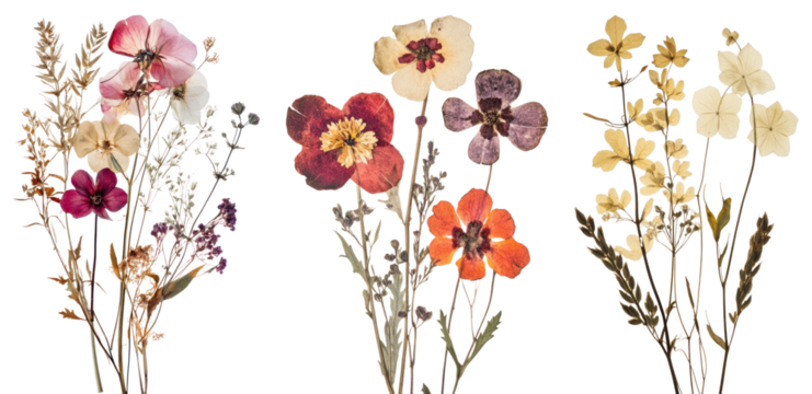 PNG Dried flower set on transparent background