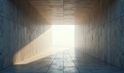 A serene passageway illuminated by natural light, symbolizing hope and potential. Ideal for architecture, design, and wellness themes.