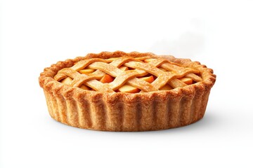 Delicious Homemade Apple Pie with Lattice Crust Isolated on White