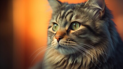 Close-up Portrait of a Fluffy Cat