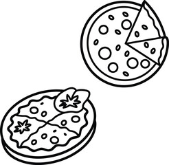 bundle pizza line art illustrator eps