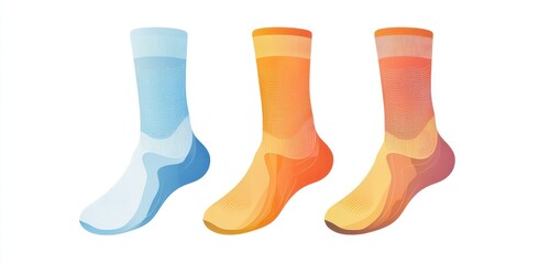 Minimalist design vector of compression zone equipped badminton socks.