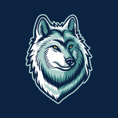 wolf head logo isolated drawing line art style sketch classic vintage design illustration