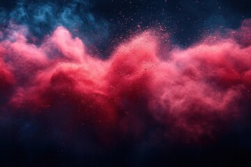 Obraz premium vibrant red powder explosion against dark background dynamic motion abstract expressionism