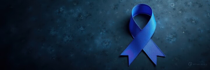 A textured background featuring a prominent blue ribbon, symbolizing awareness and support. Ideal for health campaigns, charity events, and promotional material.