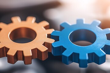 Innovative engineering collaboration workshop graphic design professional environment close-up view gears concept