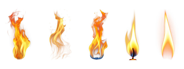 PNG Flame set on transparent background