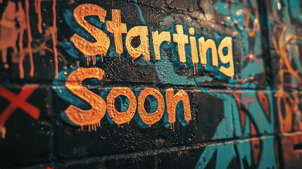 Colorful Graffiti Wall Art Starting Soon Text, Streaming Screen Scene Overlay  