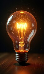 A glowing light bulb captured in stunning detail, symbolizing innovation, creativity, and bright ideas for various business applications.