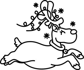 Hand-drawn christmas deer doodle outline element