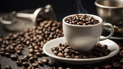 savory coffee beans and a perfect cup