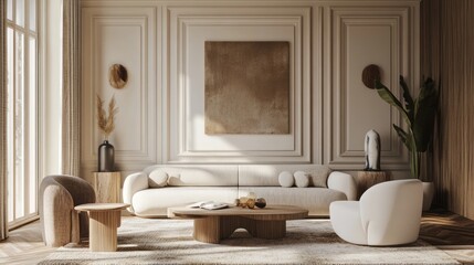 Elegant Living Room Interior Design with Neutral Tones