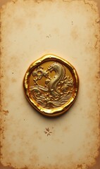 A stunning golden coin featuring a dragon design, perfect for symbolizing prosperity, luck, and tradition in various creative projects.