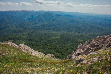 scenery from the top of the mountain to the forest and sky