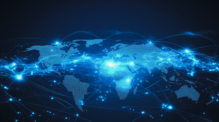 Obraz premium background network points Earth's surface wave background Abstract digital wave background information technology background The background is the background. gradient wave digital wave ban