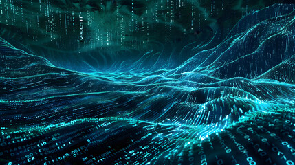 Obraz premium A futuristic digital landscape filled with flowing