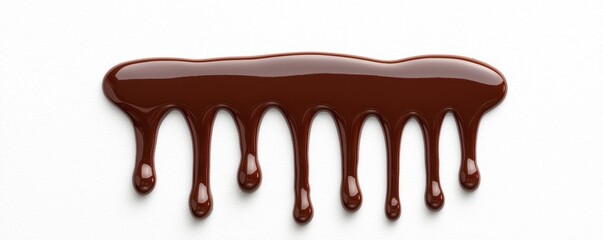 Dark Chocolate Melt with Shiny Glossy Texture on White Background