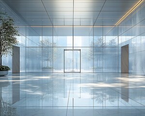Sleek Transparent Glass Corporate Office Interior Symbolizing Modern Business Transparency