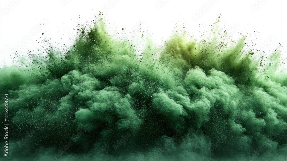 Aufkleber green powder explosion abstract art background dynamic movement soft lighting