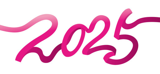 Pink "2025 "ribbon. For New Year design.