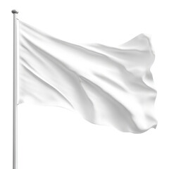 White flag fluttering in the wind, isolated on transparent cutout background