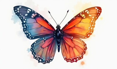 Fototapeta premium A vibrant, artistic illustration of a butterfly, showcasing brilliant colors and delicate details, perfect for nature-themed projects, branding, or decor.