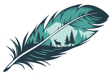 Obraz premium A mesmerizing and intricate artwork featuring a feather that captures the essence of nature F.eps