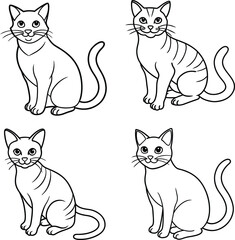 bundle cat line art and illustrator eps