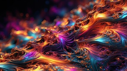 "Radiant Multicolored Fractal Patterns Light Up the Night – AI-Generated Art"