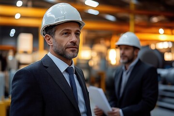 Manager Presenting Project to Team in Modern Warehouse Meeting with Technology and Teamwork