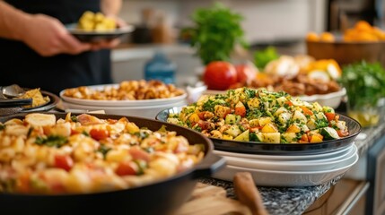 Capturing the Warmth and Camaraderie of a Vibrant Kitchen Bonding Session as Family and Friends Savor Homemade Dishes and Engage in Lively Conversations