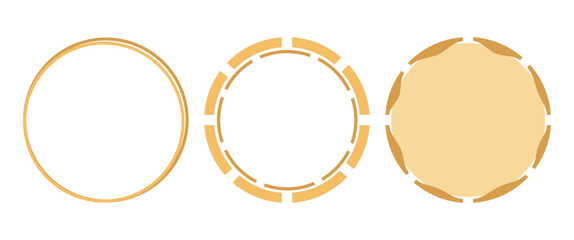 Set of circle gold signs isolated on white background vector.