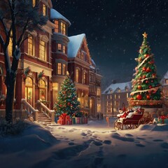 Fototapeta premium Christmas tree in the city