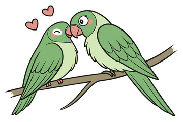 two romantic parrot bird  on white background B.eps