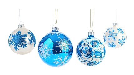 Christmas Ball Hanging Isolated on White Background - A Festive and Glittering Decoration Display. The Shiny Christmas Ball Hanging Alone on the Pure White Background, with Its Vivid Colors and Sparkl