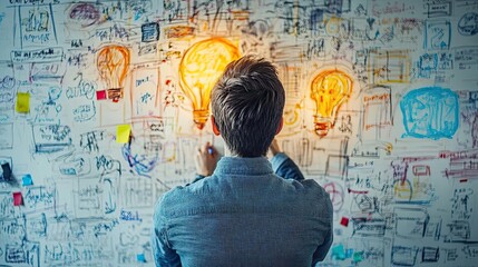 A person brainstorming on a whiteboard, capturing big ideas