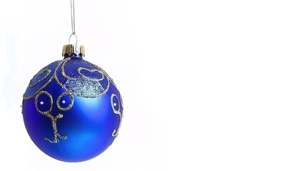 Christmas Ball Hanging Isolated on White Background - A Festive and Glittering Decoration Display. The Shiny Christmas Ball Hanging Alone on the Pure White Background, with Its Vivid Colors and Sparkl