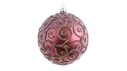 Christmas Ball Hanging Isolated on White Background - A Festive and Glittering Decoration Display. The Shiny Christmas Ball Hanging Alone on the Pure White Background, with Its Vivid Colors and Sparkl