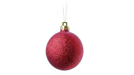 Christmas Ball Hanging Isolated on White Background - A Festive and Glittering Decoration Display. The Shiny Christmas Ball Hanging Alone on the Pure White Background, with Its Vivid Colors and Sparkl
