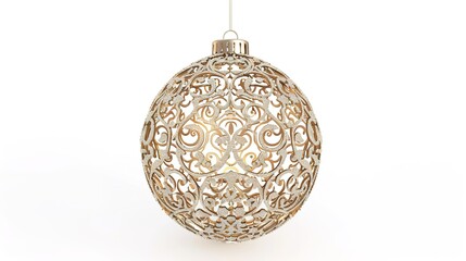 Christmas Ball Hanging Isolated on White Background - A Festive and Glittering Decoration Display. The Shiny Christmas Ball Hanging Alone on the Pure White Background, with Its Vivid Colors and Sparkl