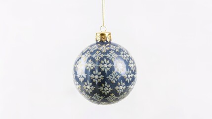 Christmas Ball Hanging Isolated on White Background - A Festive and Glittering Decoration Display. The Shiny Christmas Ball Hanging Alone on the Pure White Background, with Its Vivid Colors and Sparkl