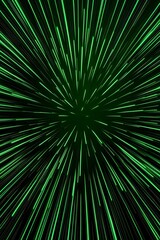 Fiber optic efficiency concept. Abstract green light streaks radiating from a central point.