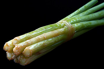 Bundled Green Stalks Glistening With a Glaze