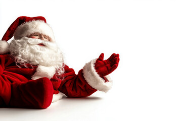 Festive Santa Claus in traditional red outfit celebrates Christmas.