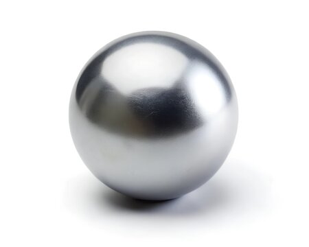 A polished silver sphere rests elegantly, catching the light beautifully and showcasing its flawless, reflective surface. The simplicity of the design draws attention