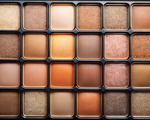 Fototapeta premium Rich tones of browns and golds elegantly align in a makeup palette, inviting artists to experiment with vibrant looks during a stylish application session