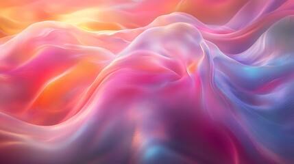 Obraz premium A radiant display of holographic streaks in shifting pastel tones of lime pink and lavender