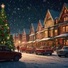 Naklejka premium Christmas tree in the city