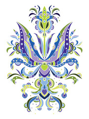 Floral colored clipart hand drawn vector illustration isolated on white background