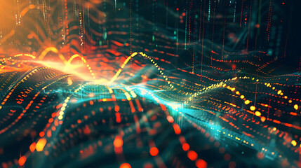 Abstract Digital Landscape with Neon Lights